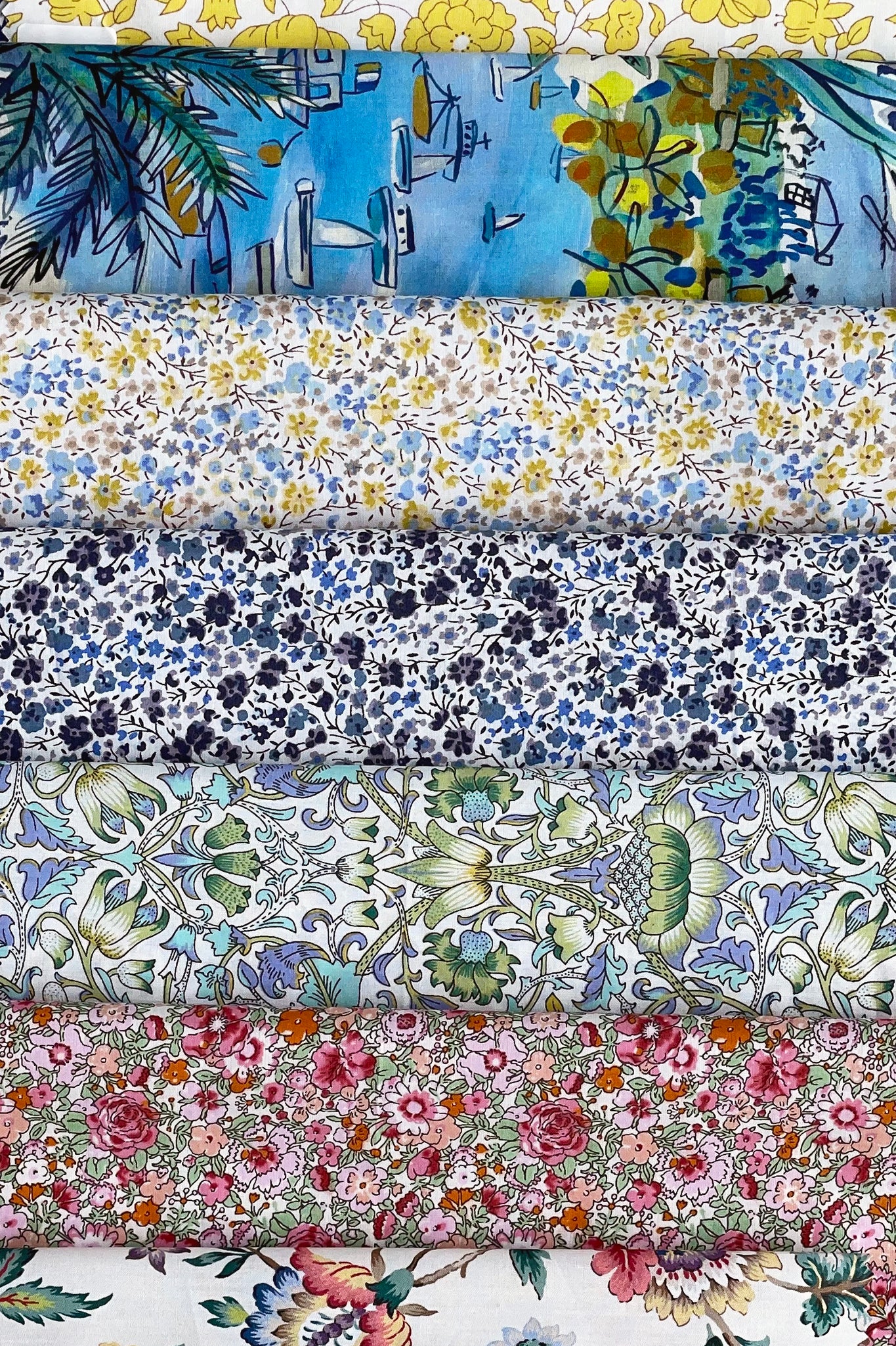 Sample of seven organic Liberty Fabrics